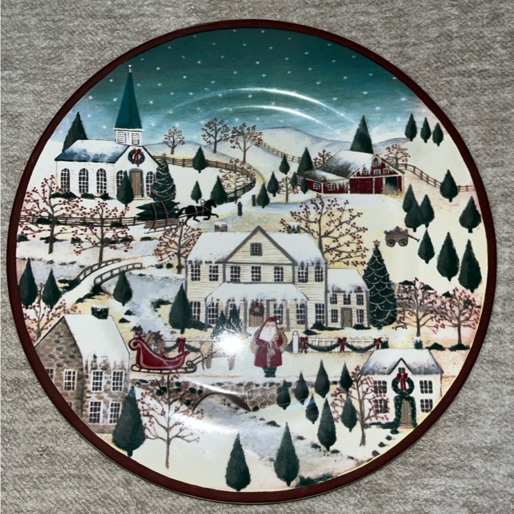 Block 12" round platter Father Christmas by gear 1995